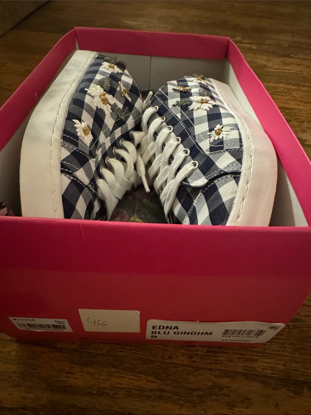 Betsey Johnson Blue Gingham Daisy Sneakers - size 9